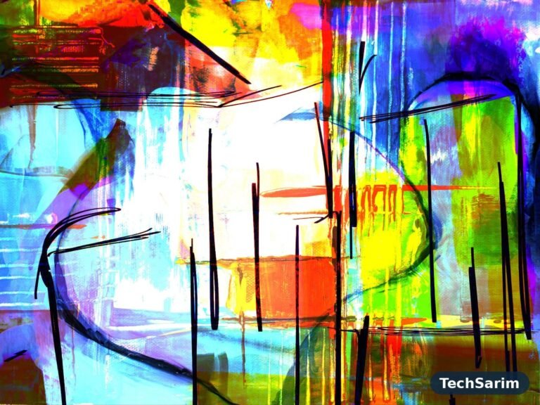 Colourful abstract artwork with vivid lines and textures
